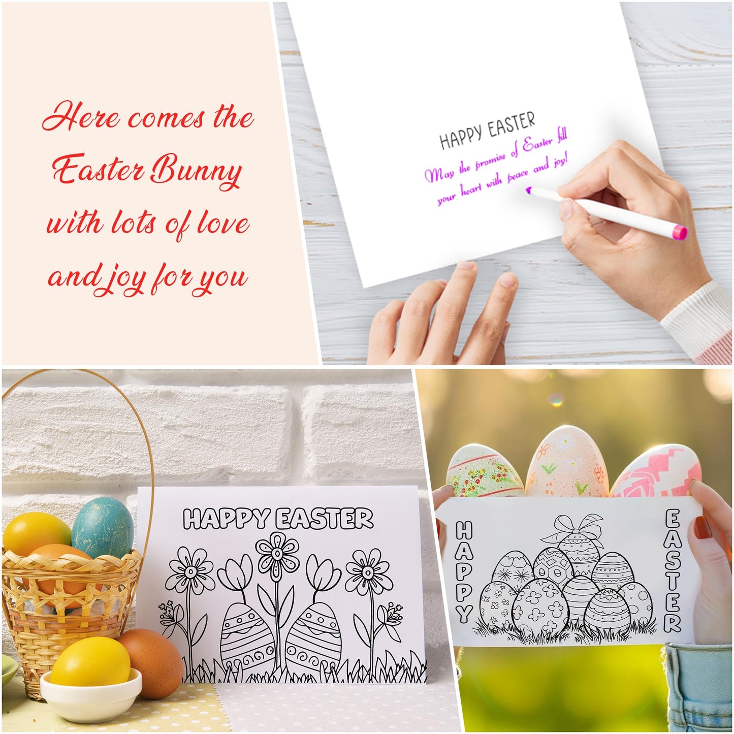 Giftinghouse Colouring Easter Cards 12/24 with Colouring Pencils and Envelopes for Kids, Easter Cards Multipack - Featuring 6 Mixed Easter Designs, Eco-friendly Greeting Cards Gift for kids (24 PACKS)
