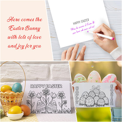 Giftinghouse Colouring Easter Cards 12/24 with Colouring Pencils and Envelopes for Kids, Easter Cards Multipack - Featuring 6 Mixed Easter Designs, Eco-friendly Greeting Cards Gift for kids (24 PACKS)