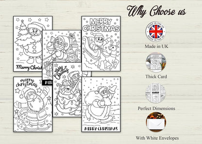 Giftinghouse Colouring Christmas Cards Pack of 12/24/48 | Multipack Xmas cards for Family, Friends, Granddaughter and Childrens | Eco-friendly seasonal greeting card for sale. (Colouring santa, 24 cards)