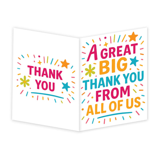 Large A4 Thank You Card – 29 x 21 cm – Bright & Colourful ‘A Great Big Thank You From All of Us’ – Group Appreciation Teacher thank you card, Coaches, Mentors, Colleagues, Office, Boss, Retirement