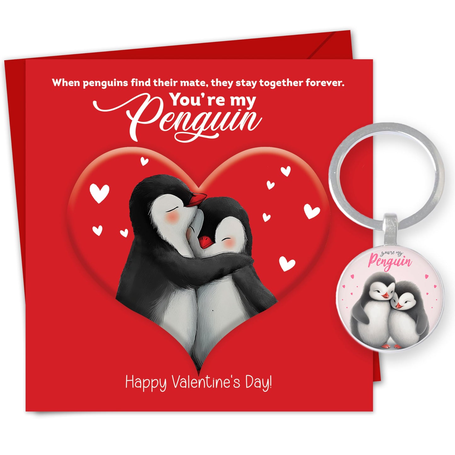 Giftinghouse Anniversary card for wife/husband with keyring - Husband Anniversary Card - Happy Anniversary Card - You Are My Penguin - Gift for him, her - MADE IN UK.