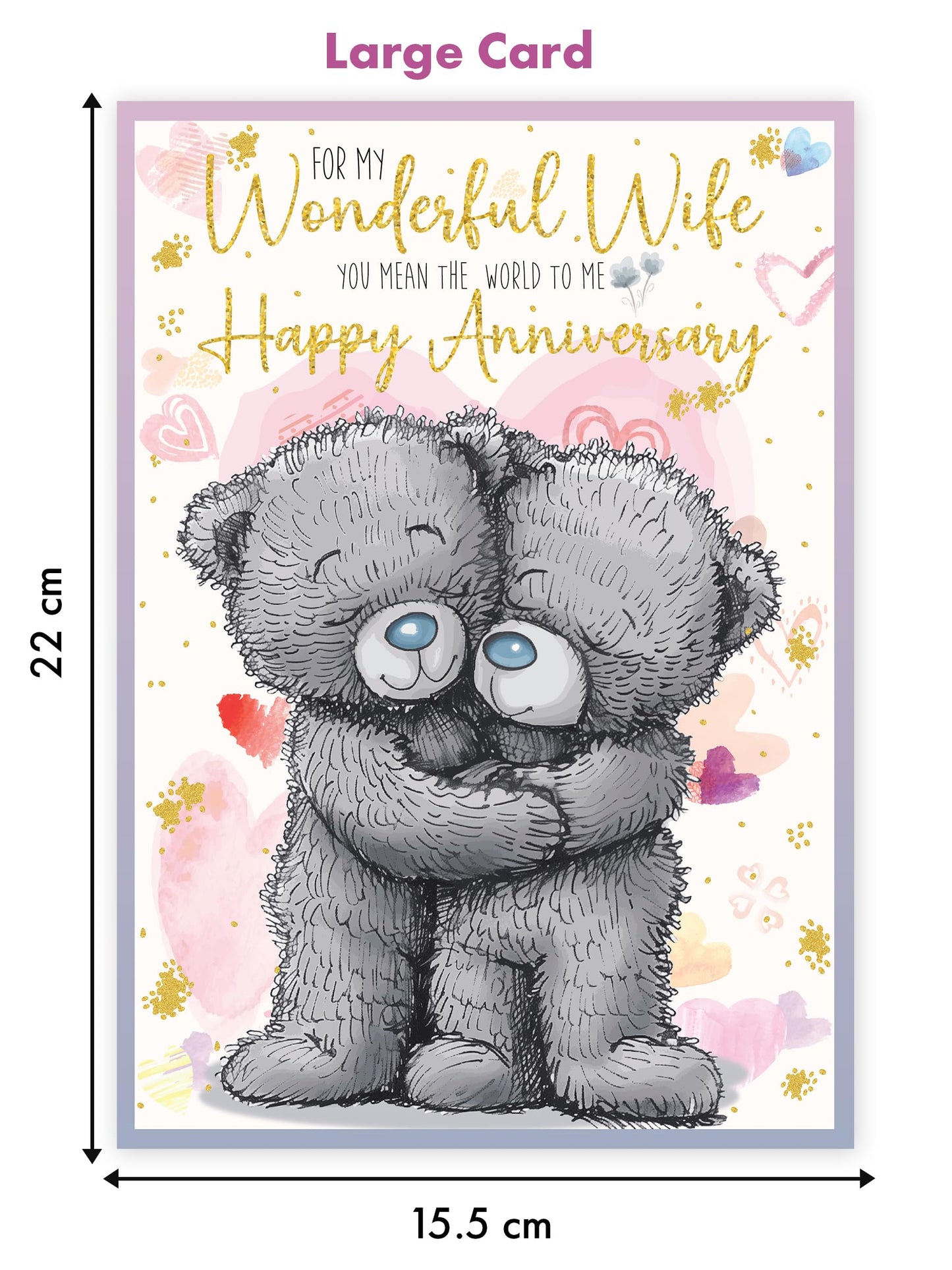Anniversary Card for Wife with Envelope - Traditional Design Wife Anniversary Card, Eco-friendly - Perfect Wedding Greeting card for Her - Made in the UK