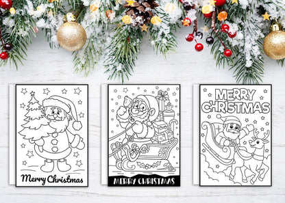 Giftinghouse Colouring Christmas Cards Pack of 12/24/48 | Multipack Xmas cards for Family, Friends, Granddaughter and Childrens | Eco-friendly seasonal greeting card for sale. (Colouring santa, 24 cards)