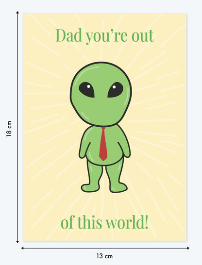 Father's Day Card with Envelope - Happy Fathers Day Card From Son, Daughter with a Heartfelt Message: 'You're Out of this World' - Made in UK