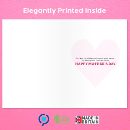 3D Mothers Day Card for Mum | Pink Padded Heart with Embossed Sticker & Pink Envelope | Happy Mother's Day Card from Daughter or Son | 18x13 cm – Eco-Friendly 350 GSM - Made in the UK