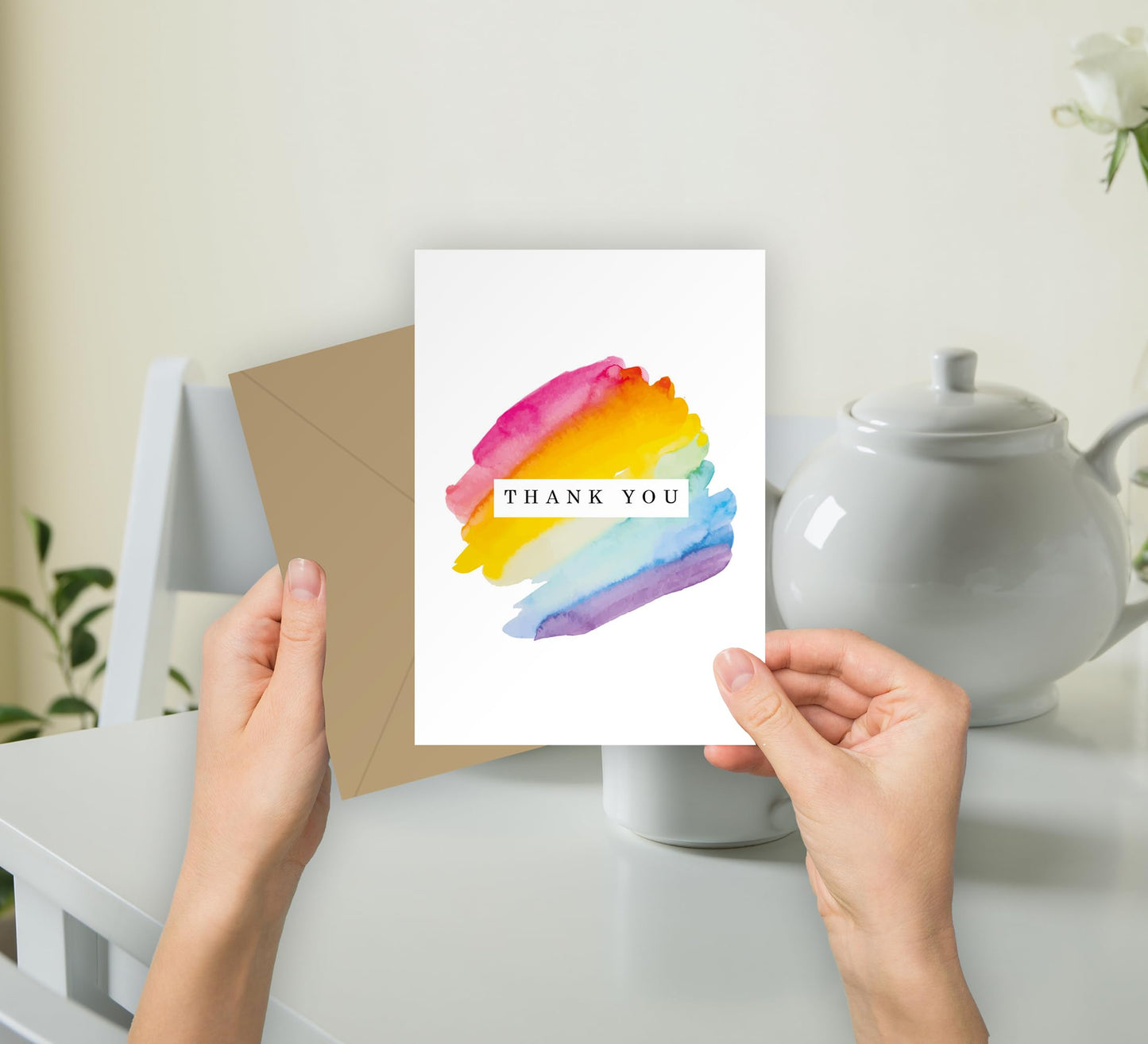 Giftinghouse 48 Thank You Cards Multipack with Envelopes - Watercolour design - Greeting cards for Teachers, weddings, and kids - Fully recyclable and Eco-friendly card