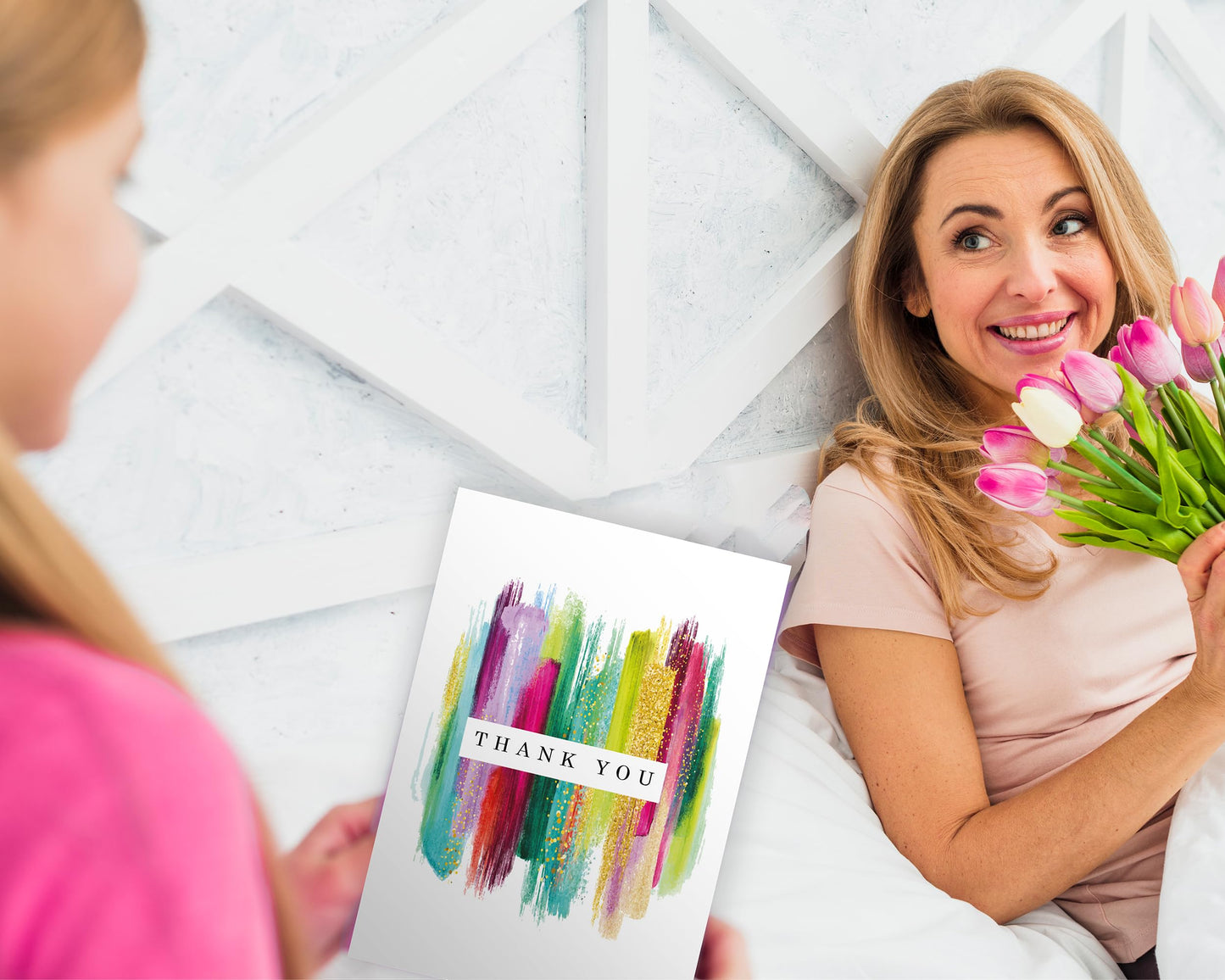 Giftinghouse 48 Thank You Cards Multipack with Envelopes - Watercolour design - Greeting cards for Teachers, weddings, and kids - Fully recyclable and Eco-friendly card