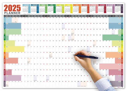 2025 Wall Planner A3 (42 x 29.7cm) - Jan To Dec Full Year Uncoated Wall Planner 2025 UK - Wall Calendar 2025 with mount stickers for home, office and school