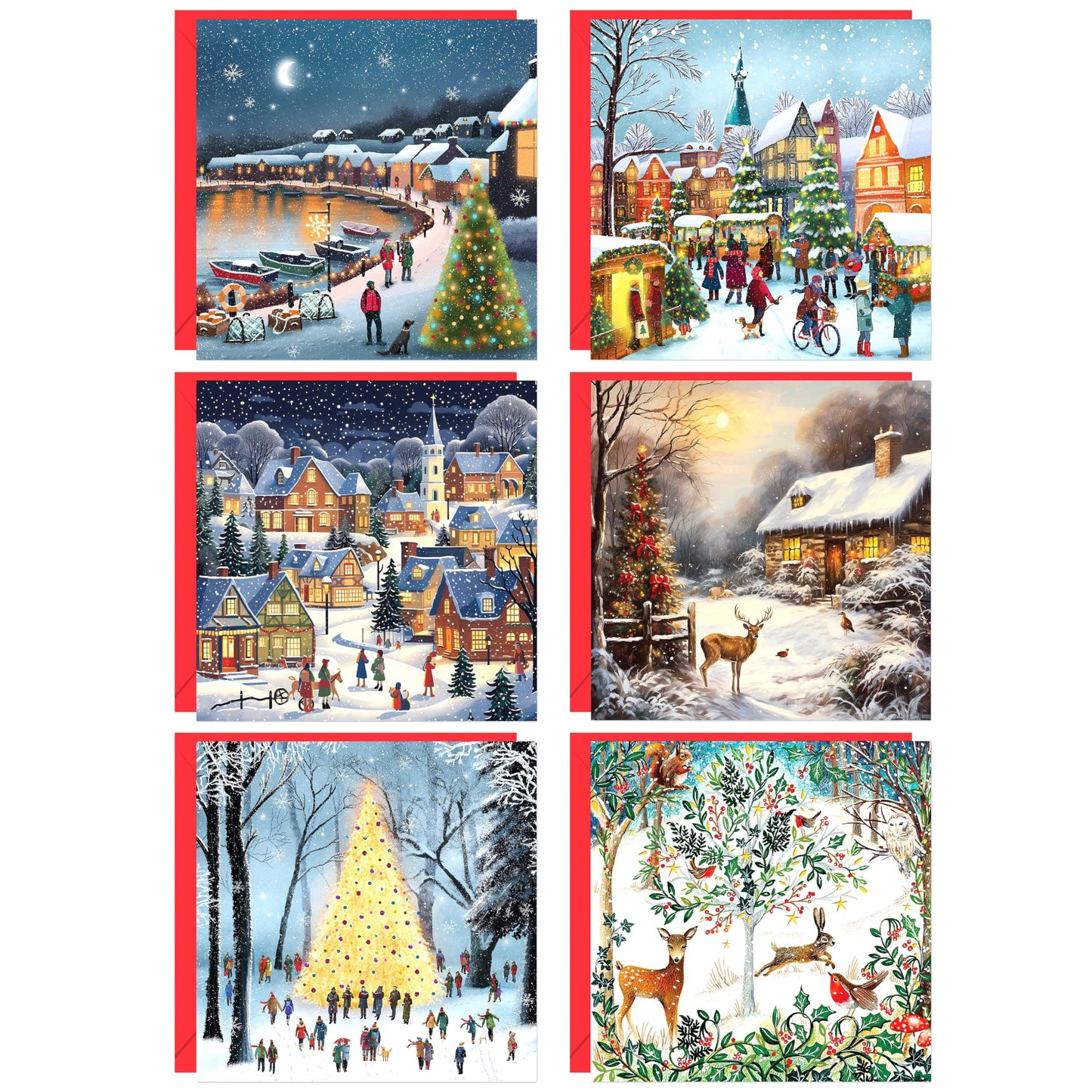 Giftinghouse Charity Christmas Cards 2024 Pack of 24 | Multipack Xmas Cards for Family, Friends with Red envelopes (24 Pack) MADE IN UK