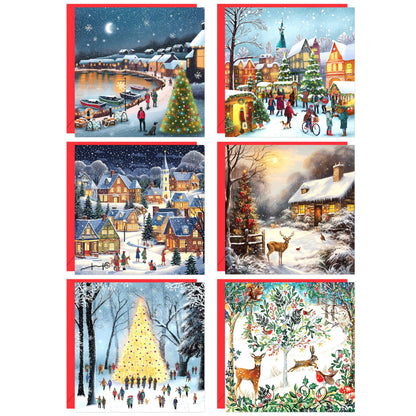 Giftinghouse Charity Christmas Cards 2024 Pack of 24 | Multipack Xmas Cards for Family, Friends with Red envelopes (24 Pack) MADE IN UK