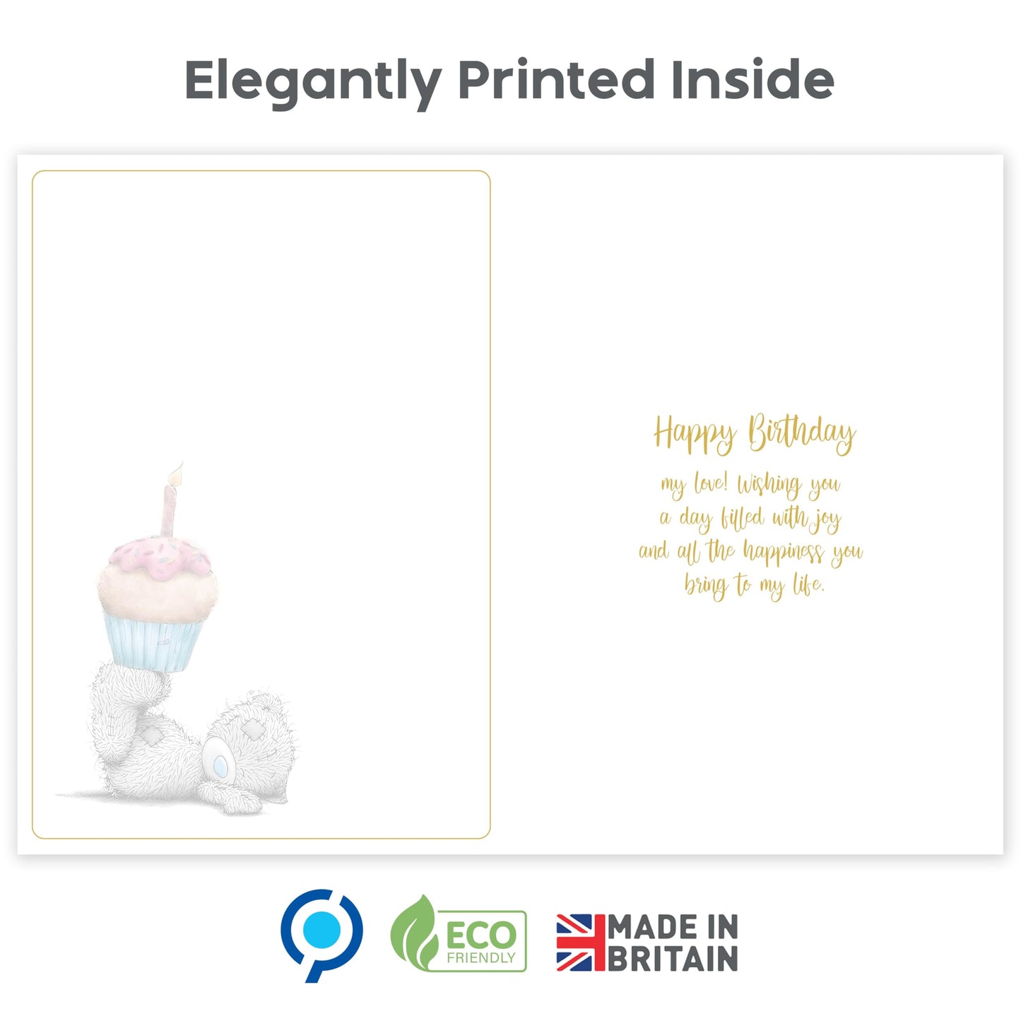 Husband Birthday Card from Wife – Cute Teddy Bear Design – Gold Foil Finish – Birthday Card for Husband – 22 x 15.5 cm – Made in the UK