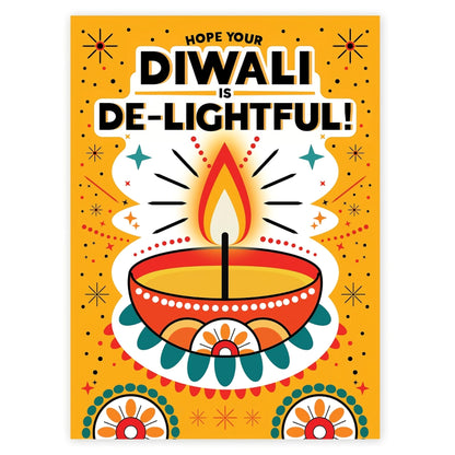 Diwali Card printed inside – Eco-Friendly Happy Diwali Greeting Card with Diya Design – Perfect for Kids, Family & Friends – Made in the UK