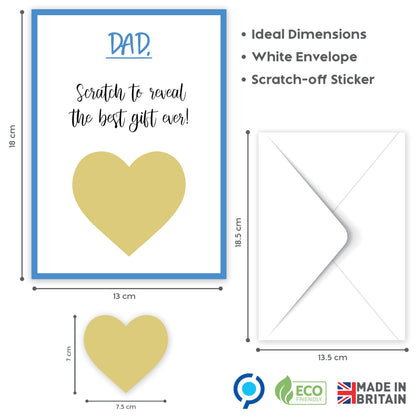 Funny Fathers Day Card from Son or Daughter – Scratch to Reveal a Hidden Message – Humorous Fathers Day Scratch Card – 18x13cm – Made in the UK