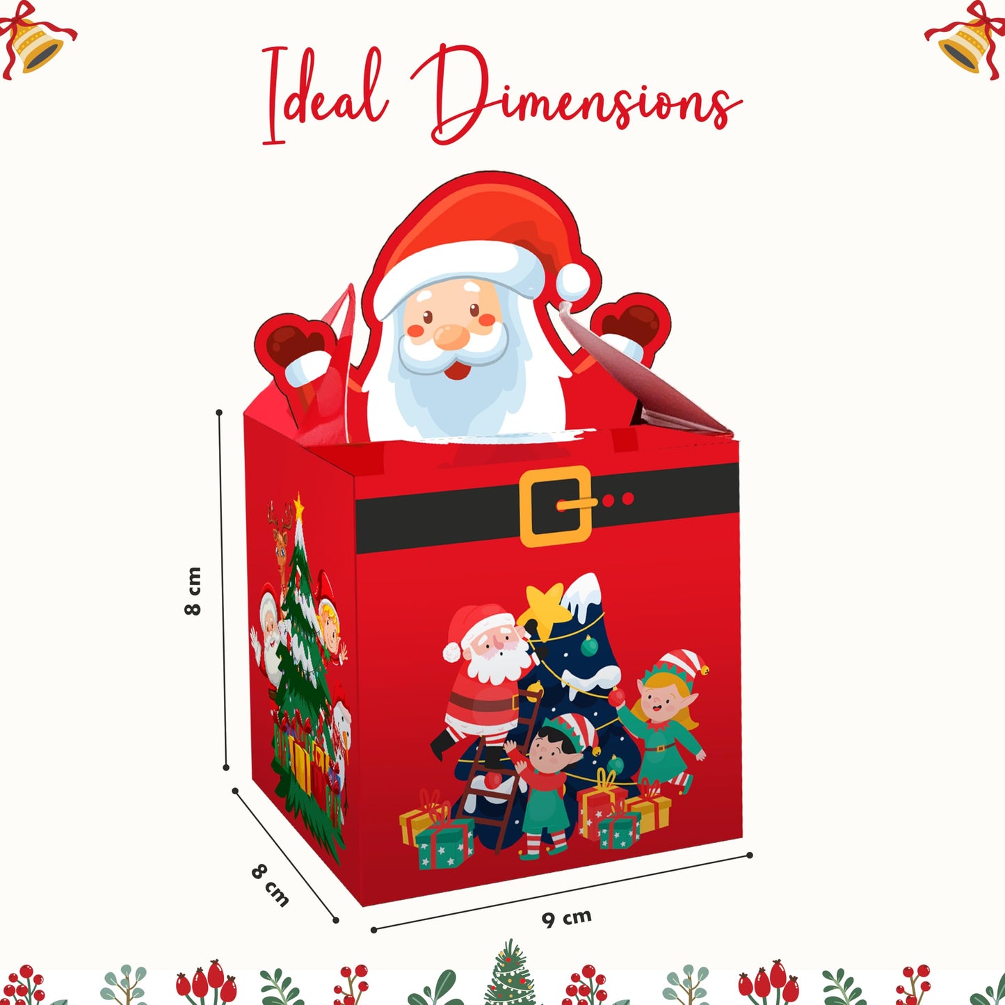 Giftinghouse Christmas sweet boxes empty for gifts -12/24/50 pcs - Christmas Treat presents - candy cupcake cookie – Large DIY Party Favor- Santa Claus boxes for decoration