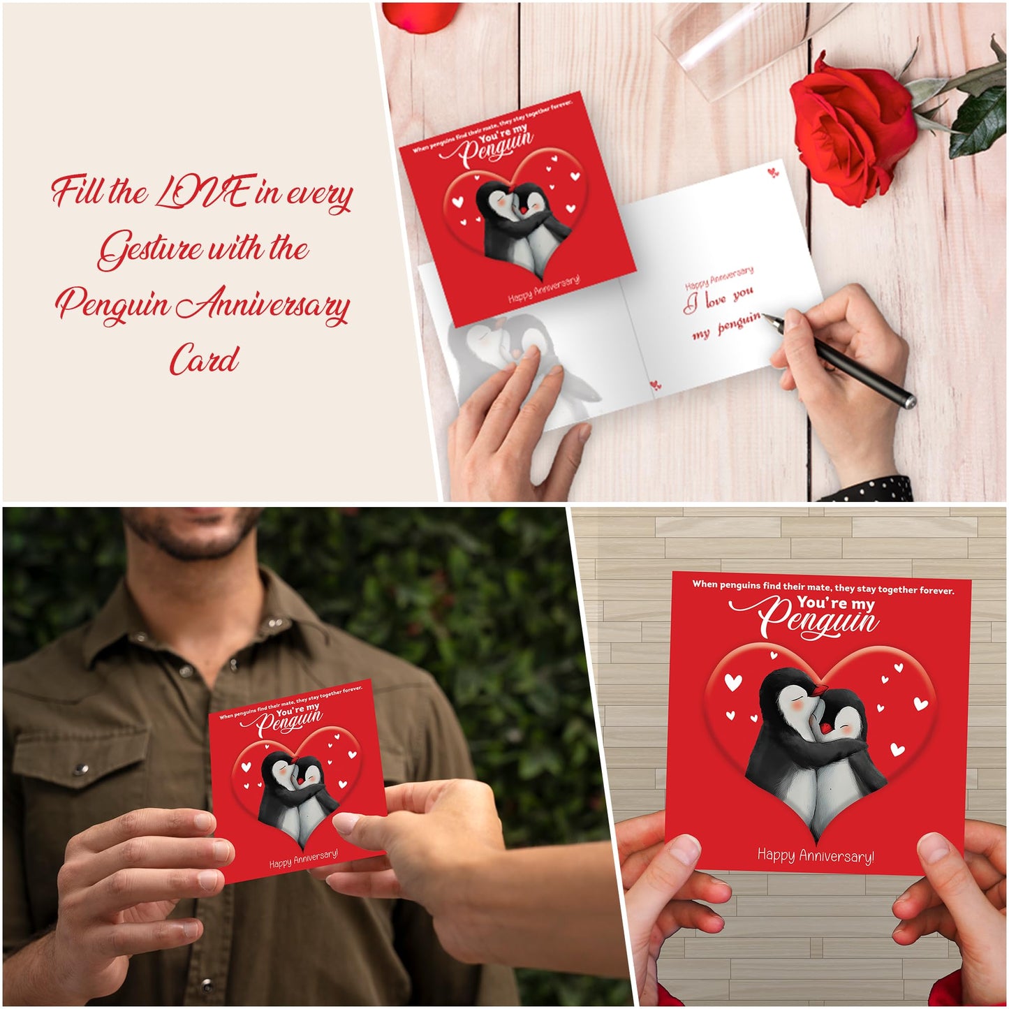 Giftinghouse Anniversary card for wife/husband with keyring - Husband Anniversary Card - Happy Anniversary Card - You Are My Penguin - Gift for him, her - MADE IN UK.
