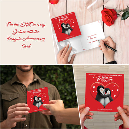 Giftinghouse Anniversary card for wife/husband with keyring - Husband Anniversary Card - Happy Anniversary Card - You Are My Penguin - Gift for him, her - MADE IN UK.