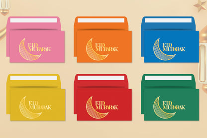 Giftinghouse Eid Money Envelopes 6/12/18 Pack - Gold Foil Eid Mubarak Cards, Happy Eid Mubarak Money Envelopes Featuring 6 Unique Designs, Eid Money Wallets for Kids, Eid Cards (18 ENVELOPES)