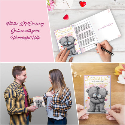 Anniversary Card for Wife with Envelope - Traditional Design Wife Anniversary Card, Eco-friendly - Perfect Wedding Greeting card for Her - Made in the UK