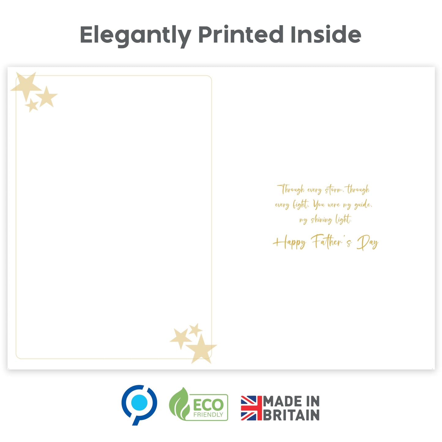 Happy Fathers Day from Daughter or Son – Gold Foil Traditional Father's Day Card – Large 22 x 15.5 cm – Gold Embossed Sticker – Made in the UK