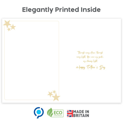 Happy Fathers Day from Daughter or Son – Gold Foil Traditional Father's Day Card – Large 22 x 15.5 cm – Gold Embossed Sticker – Made in the UK