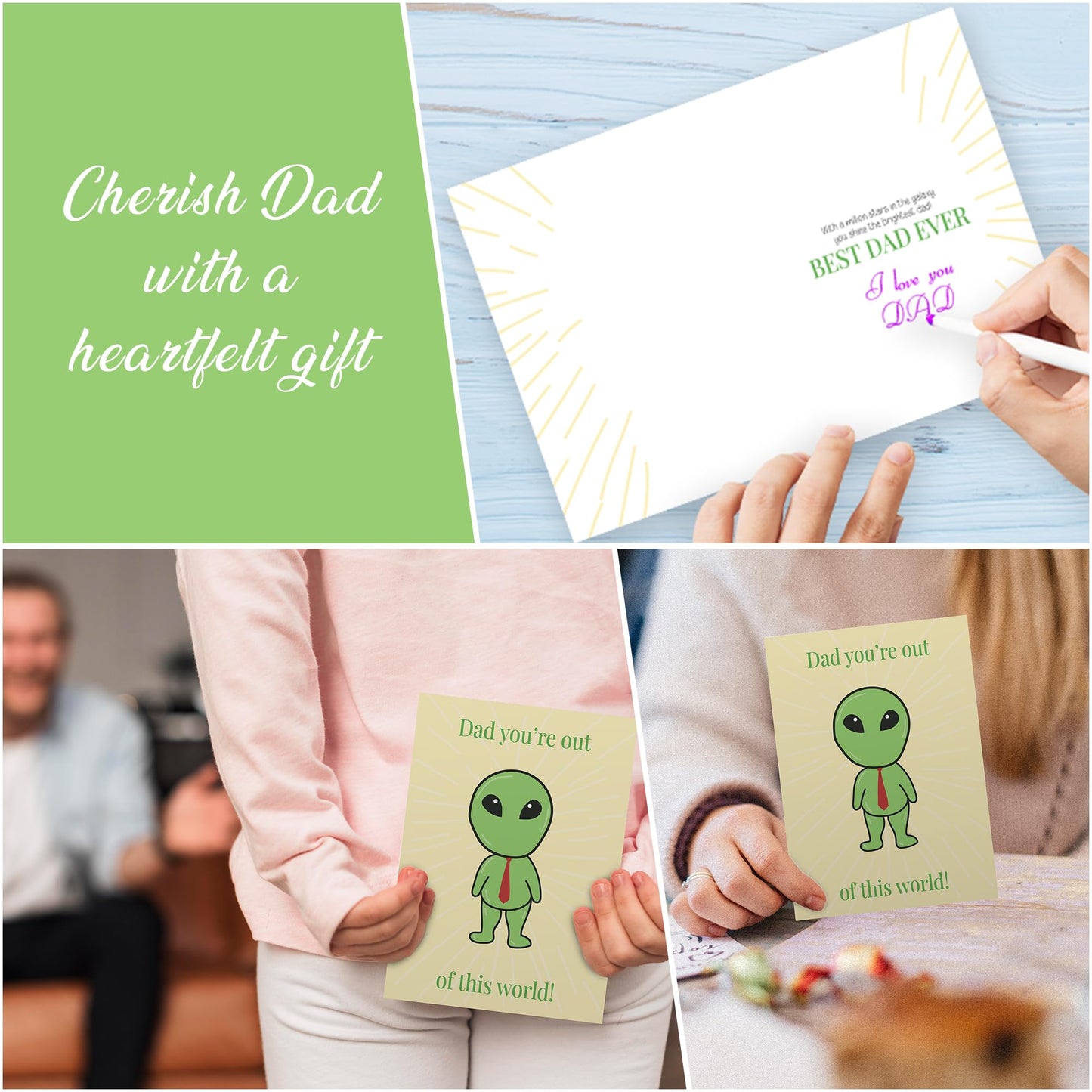 Father's Day Card with Envelope - Happy Fathers Day Card From Son, Daughter with a Heartfelt Message: 'You're Out of this World' - Made in UK