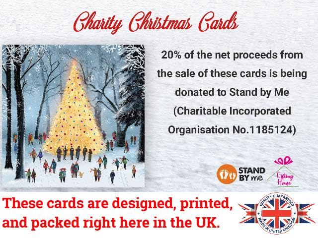Giftinghouse Charity Christmas Cards 2024 Pack of 24 | Multipack Xmas Cards for Family, Friends with Red envelopes (24 Pack) MADE IN UK