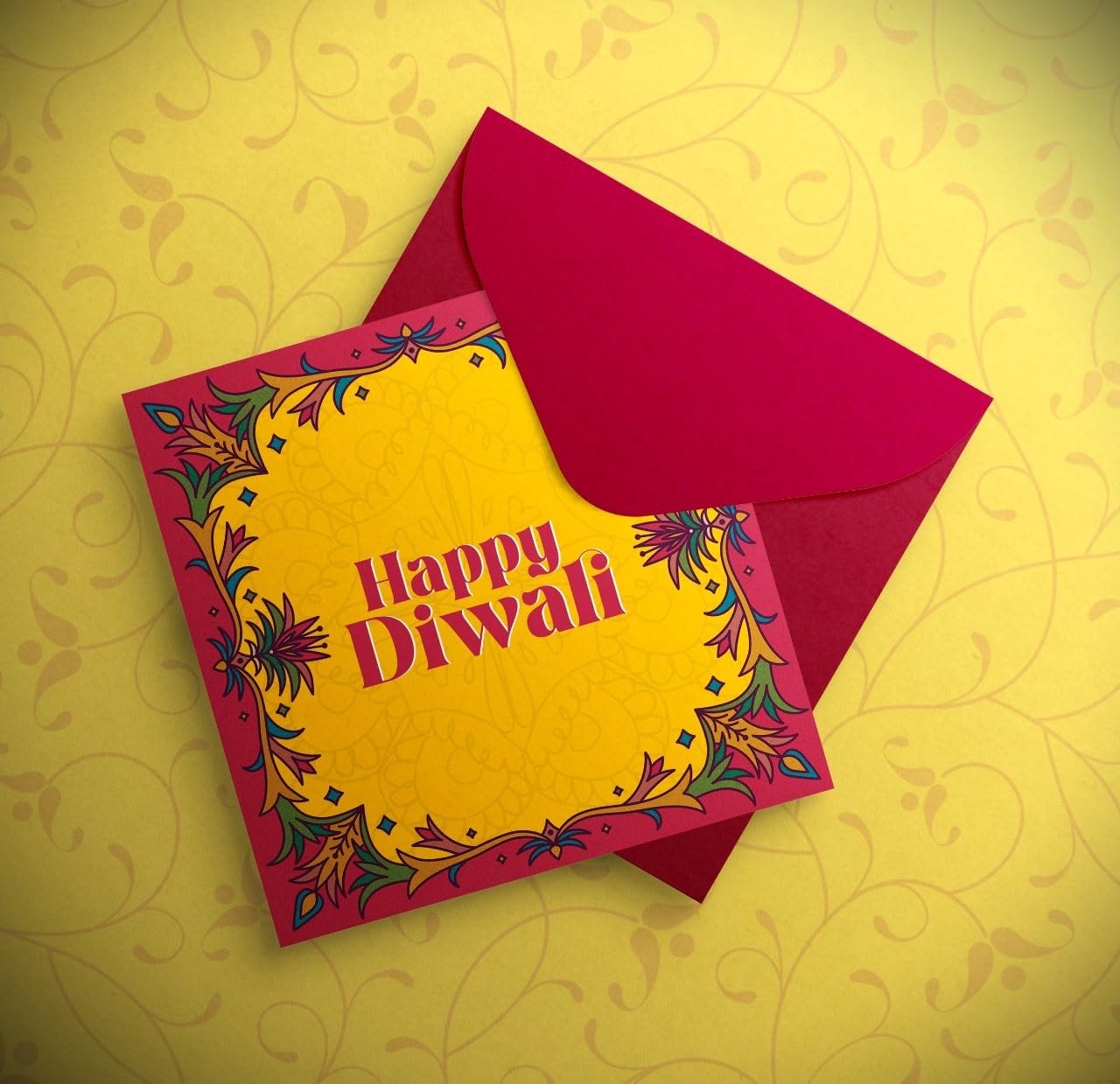 Giftinghouse Premium Diwali Cards Multipack with Envelopes - 8/12 Pcs of Happy Diwali Cards – Eco-Friendly, Luxury Greeting Cards with Red Envelopes for decorations, family, friends