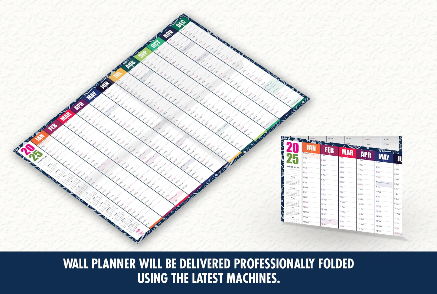 Giftinghouse 2025 Wall Planner A2 Laminated - Full Year Wall Planner 2025 UK - Wall Calendar 2025 with mount stickers for academic, office, home and school by (42 x 59.4 cm) - A2 size.