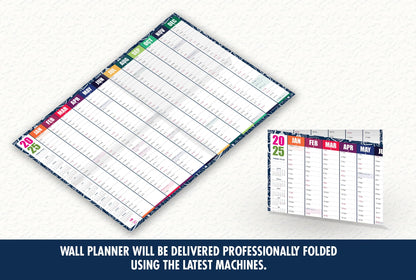 Giftinghouse 2025 Wall Planner A2 Laminated - Full Year Wall Planner 2025 UK - Wall Calendar 2025 with mount stickers for academic, office, home and school by (42 x 59.4 cm) - A2 size.