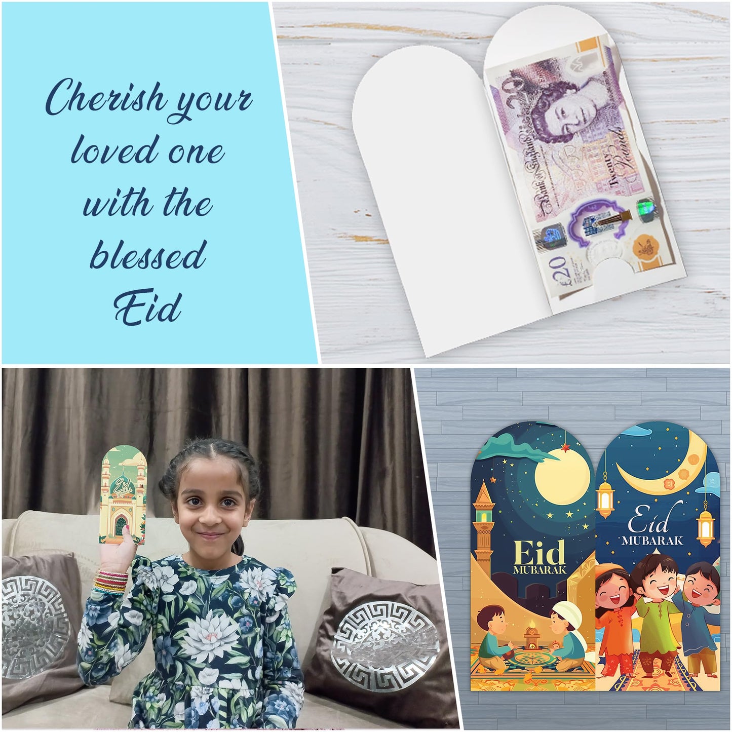 Giftinghouse Eid Money Envelopes 6/12/18 Pack - Eid Mubarak Cards – Happy Eid Mubarak Money Envelopes Featuring 6 Unique Designs, Perfect Eid Money Wallets for Kids, Eid Cards Multipack