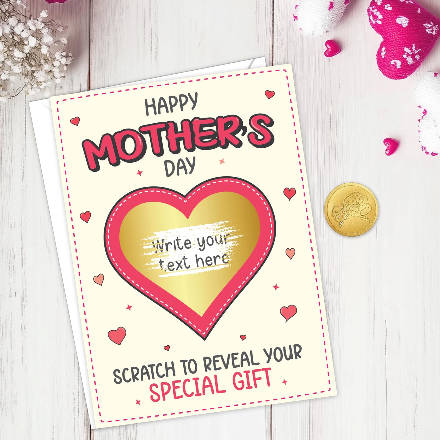 Funny Mothers Day Card for Mum | Personalised Scratch Card to Reveal Your Surprise Gift | Happy Mothers Day Card Funny from Daughter or Son | 18x13 cm | Embossed Seal & Envelope | Made in the UK