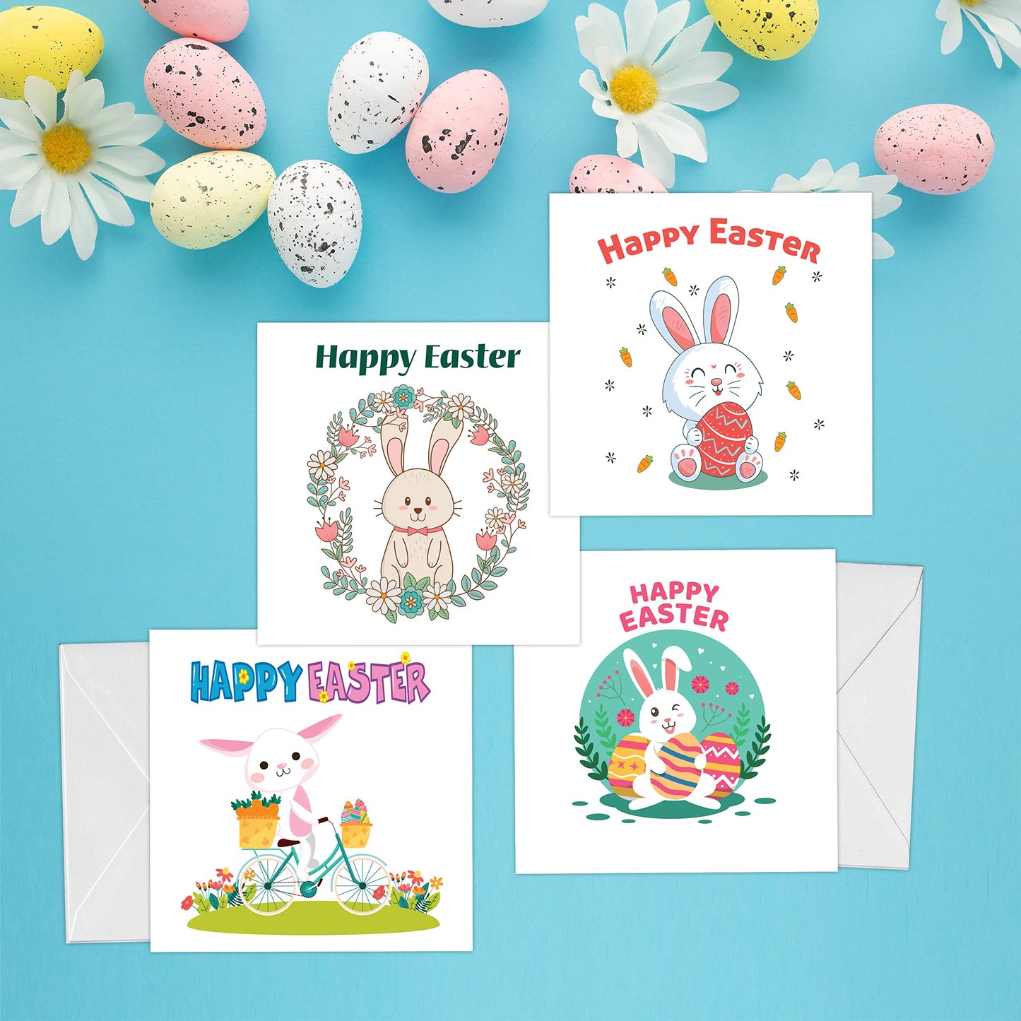 Giftinghouse Easter cards multipack 8/12 - Happy easter cards with envelopes - Eco-friendly luxury greeting cards for mum, kids, granddaughter, grandson