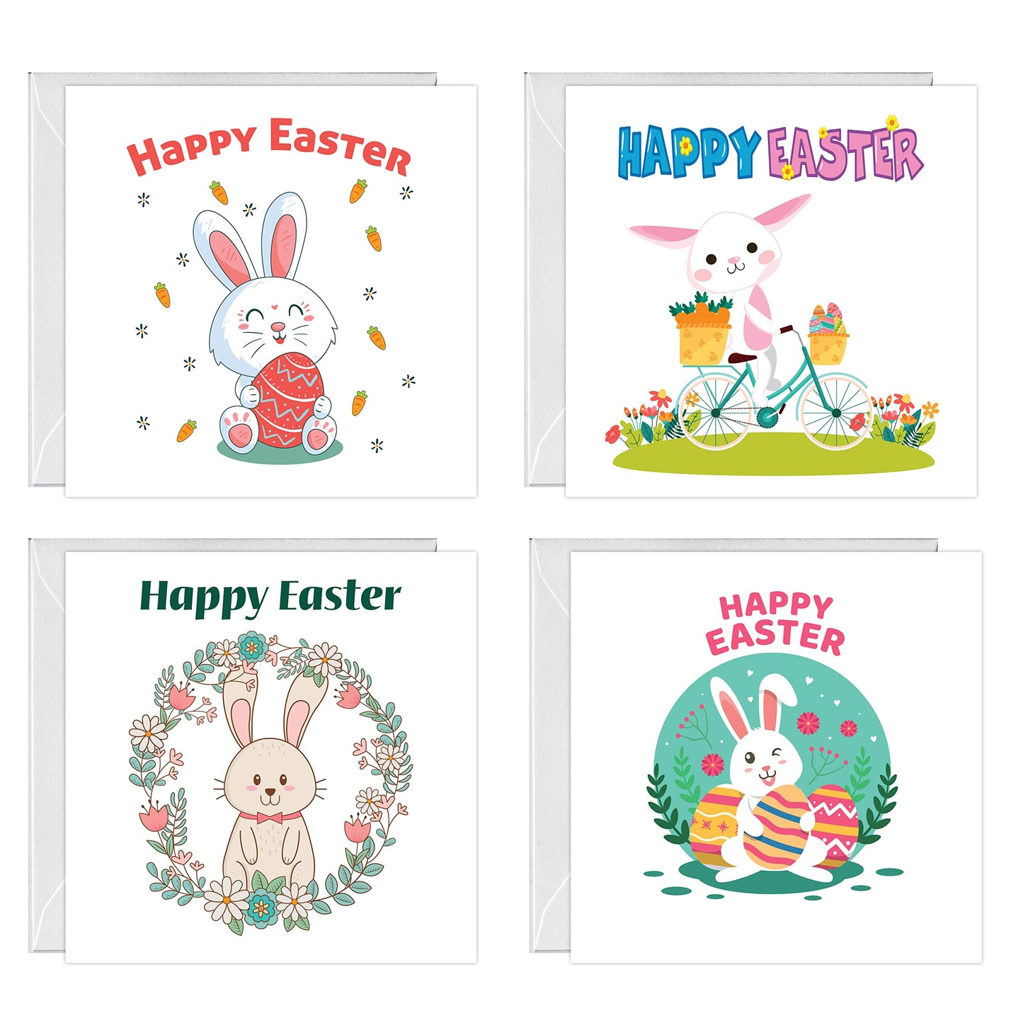 Giftinghouse Easter cards multipack 8/12 - Happy easter cards with envelopes - Eco-friendly luxury greeting cards for mum, kids, granddaughter, grandson