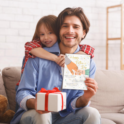Happy Fathers Day from Daughter or Son – Gold Foil Traditional Father's Day Card – Large 22 x 15.5 cm – Gold Embossed Sticker – Made in the UK