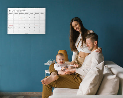 Wall Calendar 2025 - A4 2025 Calendar UK Month-to-View (Jan - Dec 2025) - Twin-Wire Binding, Hanging Hook - For Family planner, Office, Student - Made in the UK