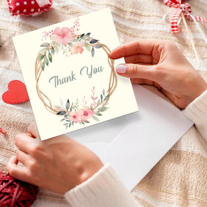 Giftinghouse Thank You Cards Multipack with Envelopes - Pack of 12/24/48 Floral Thank You Greeting Cards For Wedding, Teachers, Kids - Eco-friendly - MADE IN UK.