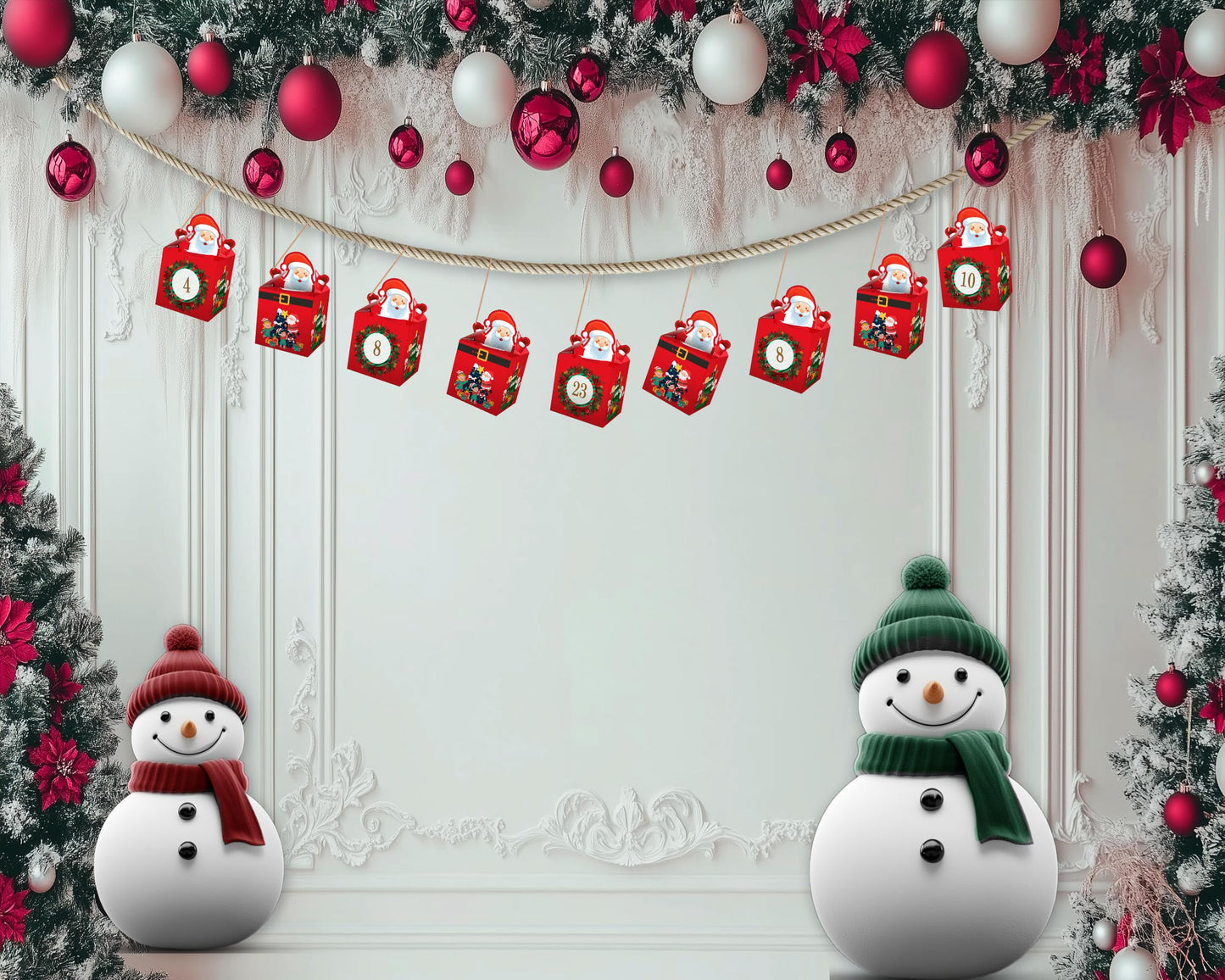 DIY Christmas Advent Calendar 2024 - Empty Advent Calendar to Fill Yourself - Fill your own advent calendar 24 Santa Boxes with Stickers and Jute - Kids Advent Calendar
