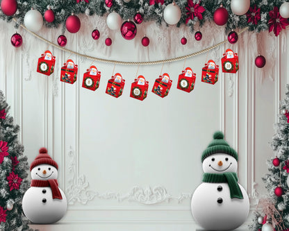 DIY Christmas Advent Calendar 2024 - Empty Advent Calendar to Fill Yourself - Fill your own advent calendar 24 Santa Boxes with Stickers and Jute - Kids Advent Calendar