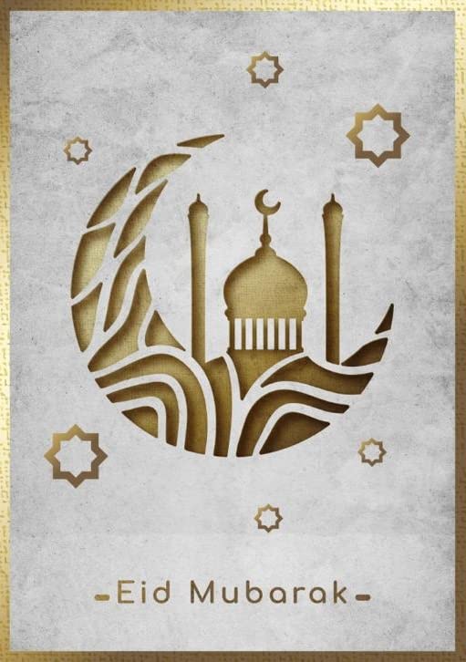 Giftinghouse Eid Cards Pack of 4/12 with envelopes - Eid Mubarak Cards multipack greetings cards - Eco Friendly happy Eid card for kids and Family (Golden design, 12 cards)