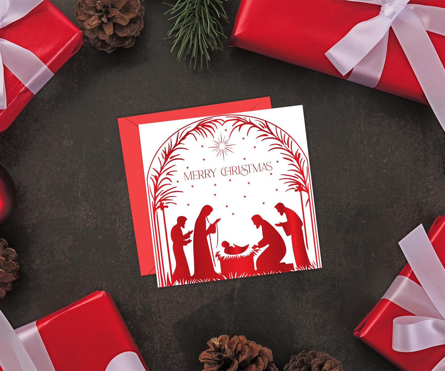 Pack of 12 Religious Christmas Cards 2024 with Envelopes - Luxury Christmas Cards Multipack - Xmas Cards Featuring 6 Unique Nativity Designs, 125 x 125 mm - Perfect Greeting Cards for Family & Friends