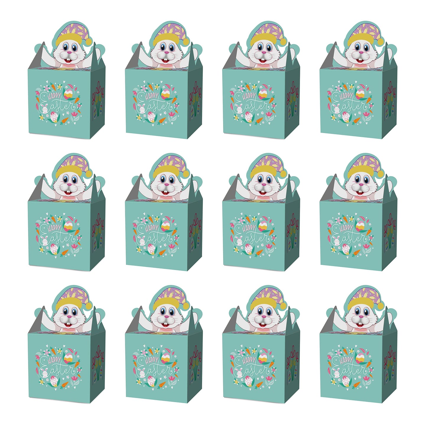 Giftinghouse Easter empty boxes 12/24/50 treat boxes - Easter party boxes - sweet boxes for Easter decorations - Rabbit Shape Candy Goody Cookie box - Kids Party Food Box