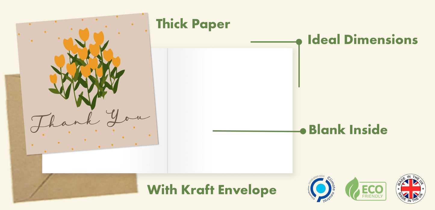 Giftinghouse 24/48 Thank You Cards Multipack with Envelopes - 6 Flower Designs Envelopes - Greeting cards for teachers, small business, wedding, kids Fully recyclable and Eco-friendly.