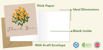 Giftinghouse 24/48 Thank You Cards Multipack with Envelopes - 6 Flower Designs Envelopes - Greeting cards for teachers, small business, wedding, kids Fully recyclable and Eco-friendly.