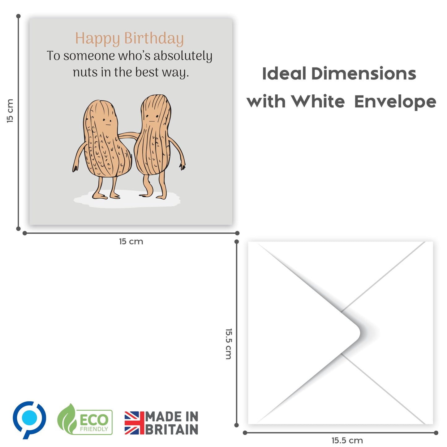 Funny Birthday Card for Women or Men – “To Someone Who’s Absolutely Nuts” – Humorous & Rude Birthday Card for Mum, Dad, Friend, Husband, Wife, Sister, Brother, Daughter or Son – 15x15cm with Message