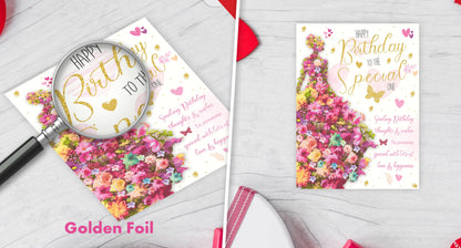 Birthday Card for Women with Envelope - Foiled Traditional Female Birthday Card - Eco-Friendly, Happy Birthday Card Girl, Large Size (8.8x6.3 inch) - Someone Special Birthday Card for Her - Made in UK