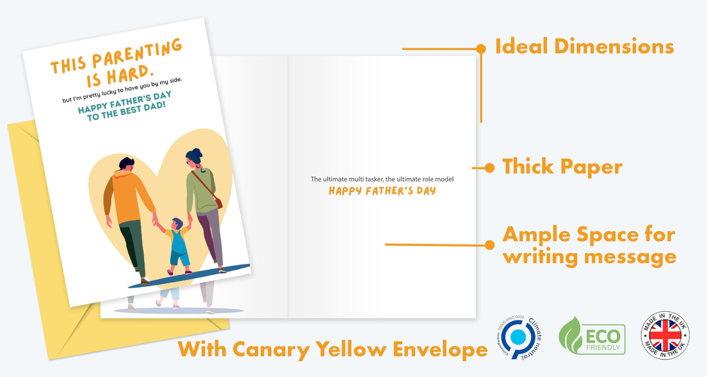 Giftinghouse Husband Fathers Day Card with Envelope, Happy Fathers Day Card From Wife - Fathers Day Card for Husband with the Message 'To The Best Dad!' - Premium Father's Card.