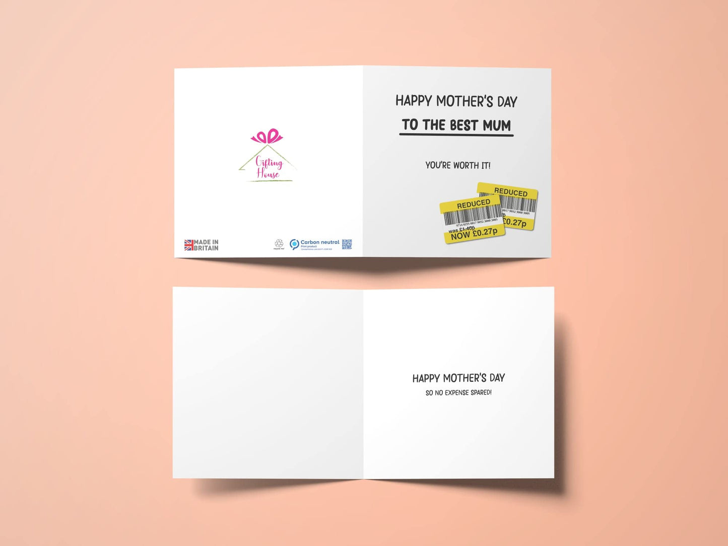 Giftinghouse Funny Mothers Day cards for mum - Rude Mother’s Day card from daughter, son - Luxury Eco-friendly Greeting card for presents