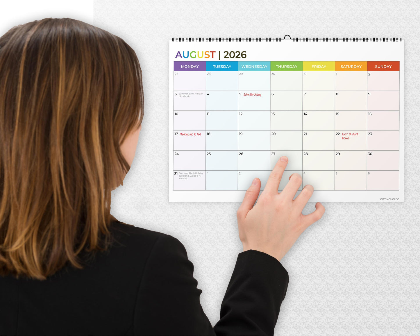 18 Month Calendar 2025-2026 – A4 Wall Calendar UK (29.7 x 21 cm) – From July 2025 to December 2026 – Month-to-View Planner with Blank Notes Pages for Each Month – Ideal for Family, Office, Students