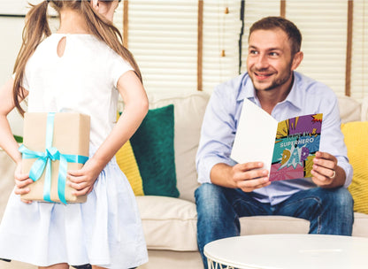 Giftinghouse Father's Day Card with Envelope, Happy Fathers Day Card From Son, Daughter - You're My Super Hero - Made in the UK